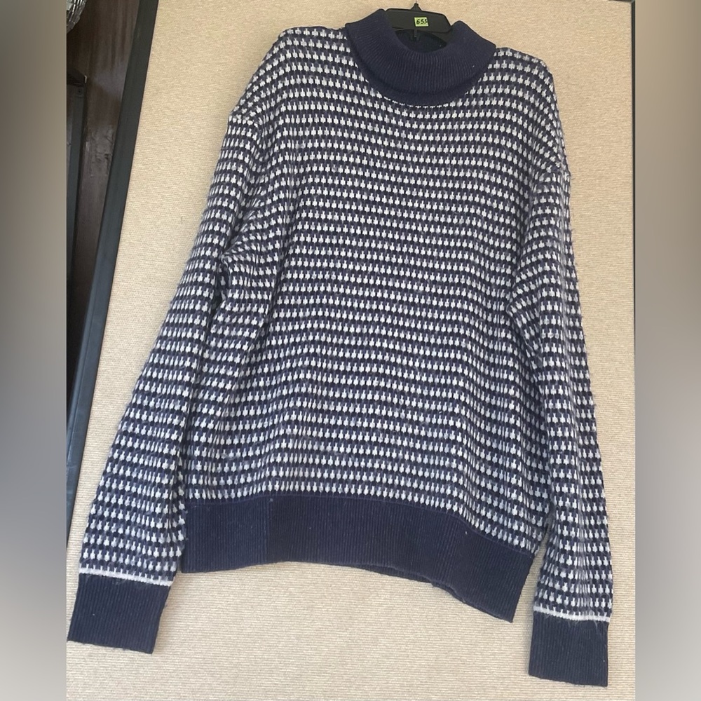 Ted Baker London Navy and White Cowl Neck Sweater